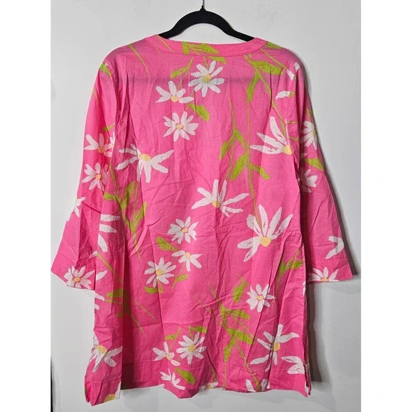 Lilly Pulitzer Josie Tunic Hotty Pink Twirlers Floral Linen Top XL NEW $88msrp - Picture 5 of 5